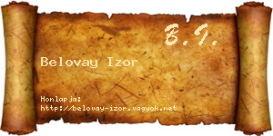 Belovay Izor névjegykártya